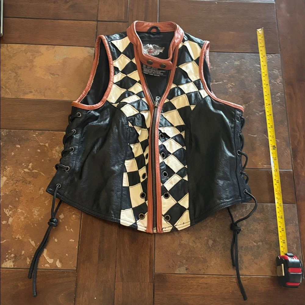 Harley Davidson Leather Racing Vest; RARE & FABULOUS!! - Picture 11 of 12